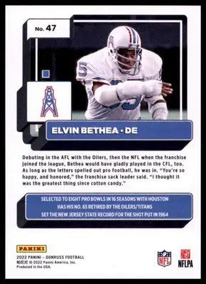 2022 Donruss Elvin Bethea 47 Houston Oilers - Football Card Single