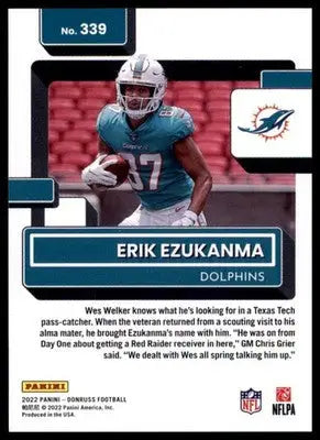 2022 Donruss Erik Ezukanma RC 339 Miami Dolphins - Football Card Single