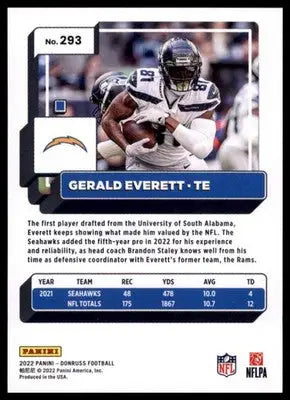 2022 Donruss Gerald Everett 293 Los Angeles Chargers - Football Card Single