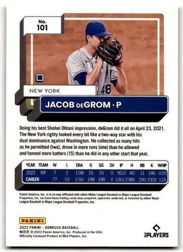 2022 Donruss Holo Red #101 Jacob deGrom NM-MT Mets ID:42088 - Baseball Card Single