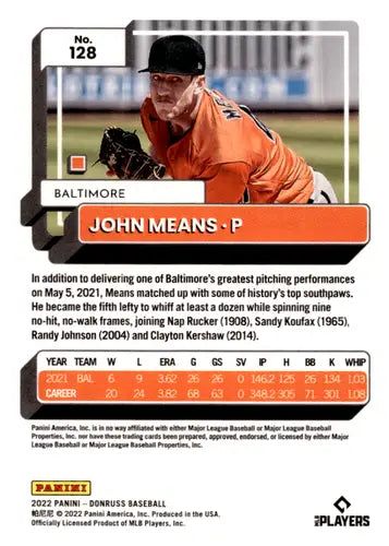 2022 Donruss Holo Red #128 John Means NM-MT Orioles ID:45062 - Baseball Card Single