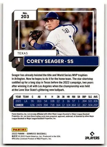 2022 Donruss Holo Red #203 Corey Seager NM-MT Rangers ID:42097 - Baseball Card Single