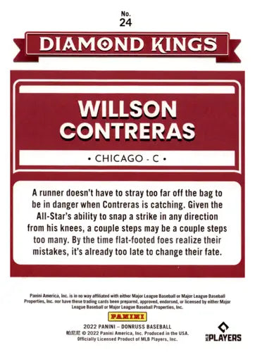 2022 Donruss Holo Red #24 Willson Contreras NM-MT Cubs Diamond Kings ID:45064 - Baseball Card Single