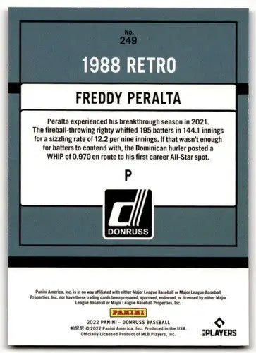 2022 Donruss Holo Red #249 Freddy Peralta NM-MT Brewers Retro 1988 ID:42089 - Baseball Card Single