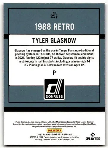 2022 Donruss Holo Red #257 Tyler Glasnow NM-MT Rays Retro 1988 ID:42086 - Baseball Card Single