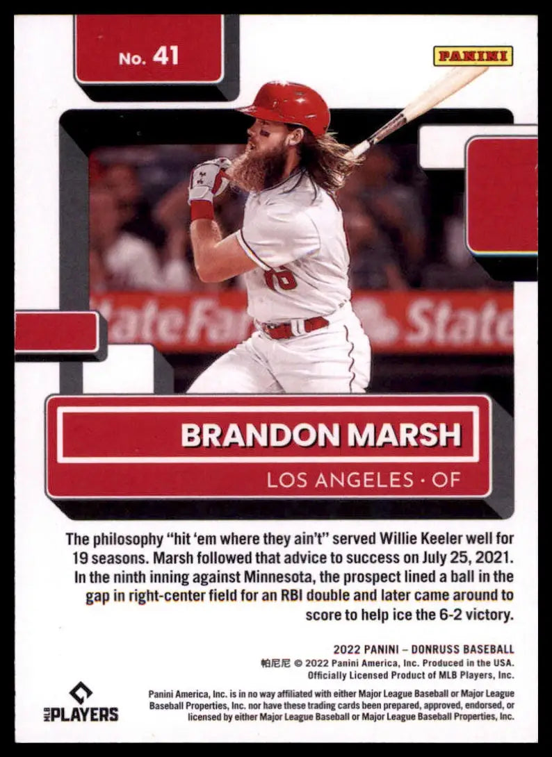 2022 Donruss - Holo Red Brandon Marsh 41 Los Angeles Angels NM - Baseball Card Single