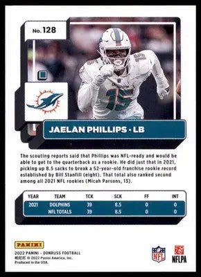 2022 Donruss Jaelan Phillips 128 Miami Dolphins - Football Card Single