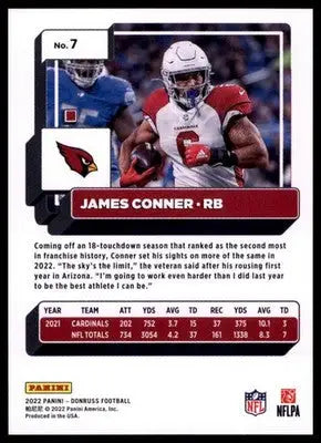 2022 Donruss James Conner 7 Arizona Cardinals - Football Card Single