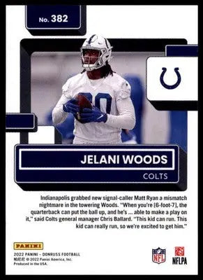2022 Donruss Jelani Woods RC 382 Indianapolis Colts - Football Card Single