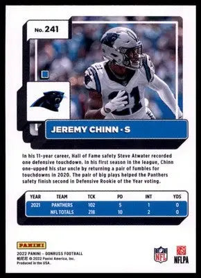 2022 Donruss Jeremy Chinn 241 Carolina Panthers - Football Card Single