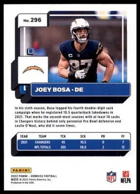 2022 Donruss Joey Bosa 296 Los Angeles Chargers - Football Card Single