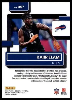 2022 Donruss Kaiir Elam RC 357 Buffalo Bills - Football Card Single