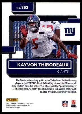 2022 Donruss Kayvon Thibodeaux RC 352 New York Giants - Football Card Single