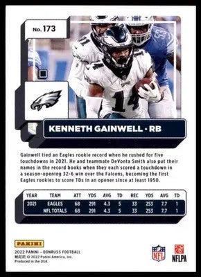 2022 Donruss Kenneth Gainwell 173 Philadelphia Eagles - Football Card Single
