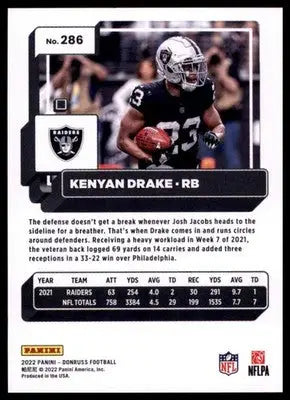 2022 Donruss Kenyan Drake 286 Las Vegas Raiders - Football Card Single