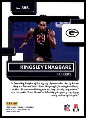 2022 Donruss Kingsley Enagbare RC 396 Green Bay Packers - Football Card Single