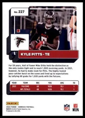 2022 Donruss Kyle Pitts 227 Atlanta Falcons - Football Card Single