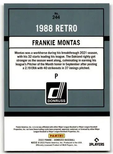 2022 Donruss Liberty #244 Frankie Montas NM-MT Retro 1988 ID:42105 - Baseball Card Single