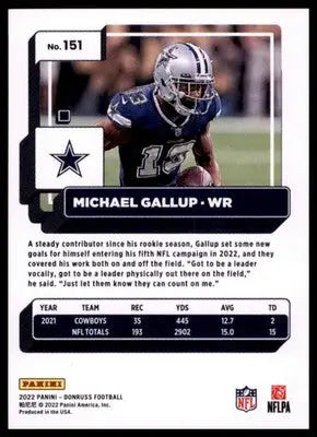 2022 Donruss Michael Gallup 151 Dallas Cowboys - Football Card Single