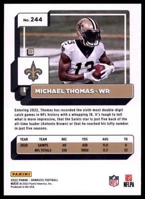 2022 Donruss Michael Thomas 244 New Orleans Saints - Football Card Single
