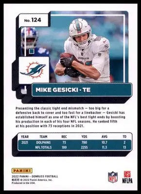 2022 Donruss Mike Gesicki 124 Miami Dolphins - Football Card Single