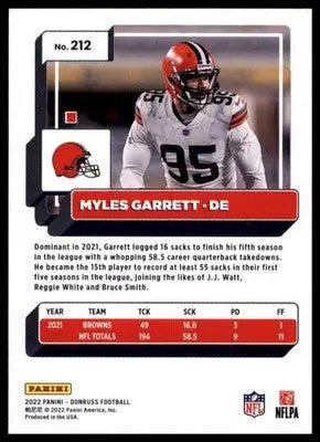 2022 Donruss Myles Garrett 212 Cleveland Browns - Football Card Single