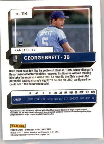 2022 Donruss Optic George Brett baseball card with original gloss Royals ID 52567