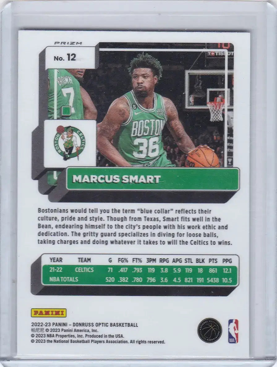 2022 DONRUSS OPTIC #12 MARCUS SMART LOGO SP- BOSTON CELTICS - Basketball Card Single