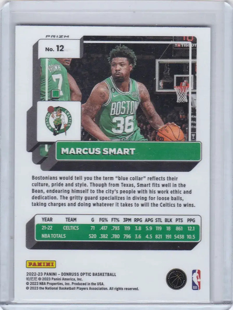 2022 DONRUSS OPTIC #12 MARCUS SMART LOGO SP- BOSTON CELTICS - Basketball Card Single