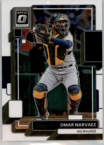 Omar Narvaez baseball card with original gloss from 2022 Donruss Optic Brewers assortment