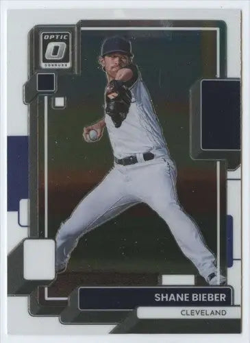 Original gloss Donruss Optic Shane Bieber baseball card from 2022 Donruss Optic series
