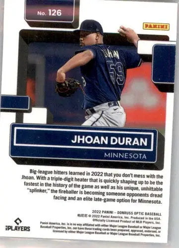 2022 Donruss Optic #126 Jhoan Duran NM-MT RC Rookie Twins Rated Rookie ID:52560 - Baseball Card Single