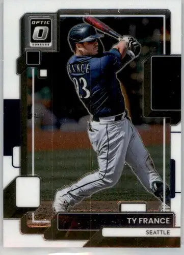 Original gloss of Ty France baseball card from 2022 Donruss Optic series featuring Mariners