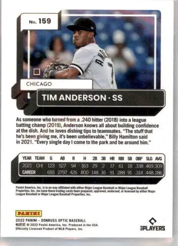 2022 Donruss Optic #159 Tim Anderson NM-MT White Sox ID:54085 - Baseball Card Single