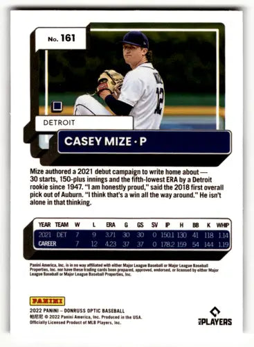 2022 Donruss Optic Casey Mize baseball card with original gloss Tigers NM Near Mint