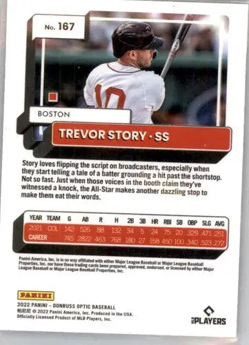 2022 Donruss Optic #167 Trevor Story NM-MT Red Sox ID:54090 - Baseball Card Single