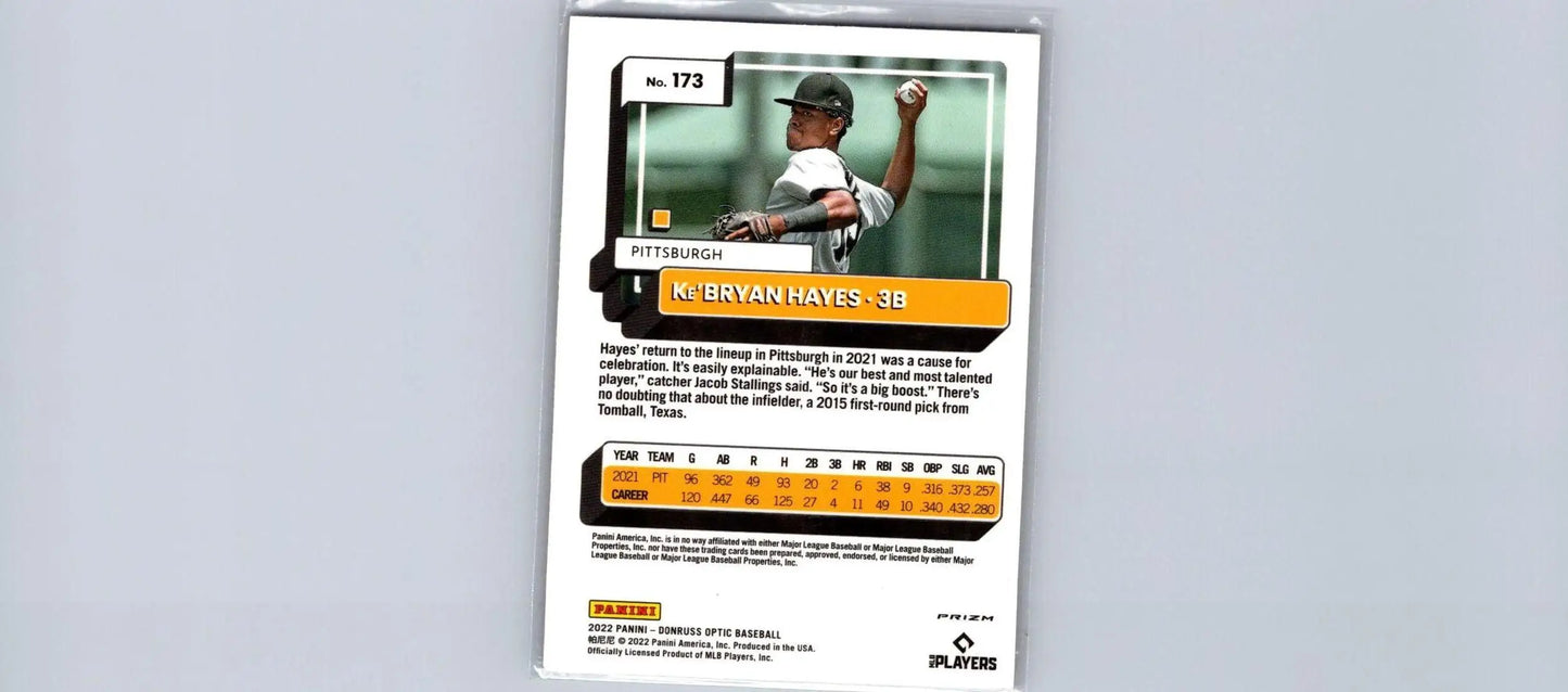 2022 Donruss Optic #173 Ke’Bryan Hayes Pink Prizm baseball card collectible item