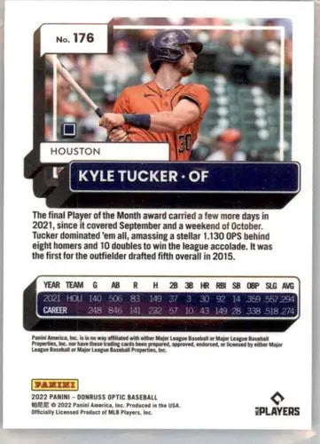 2022 Donruss Optic Kyle Tucker baseball trading card with original gloss Astros ID 54094