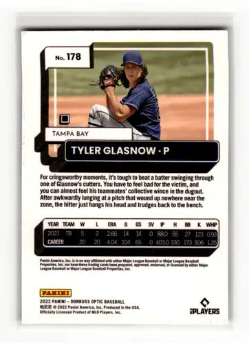 Tyler Glasnow baseball card with original gloss from 2022 Donruss Optic series