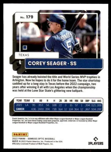 2022 Donruss Optic #179 Corey Seager NM-MT Rangers ID:54092 - Baseball Card Single