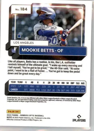 2022 Donruss Optic #184 Mookie Betts NM-MT Dodgers ID:53404 - Baseball Card Single