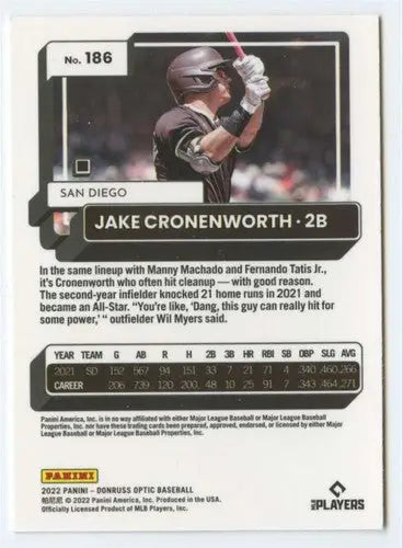 Original gloss Donruss Optic Jake Cronenworth baseball card Padres 2022 NM-MT