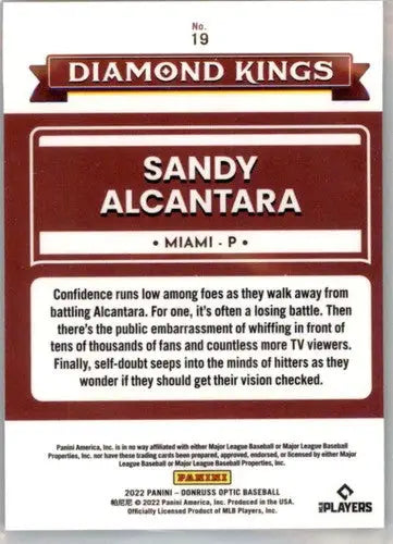 2022 Donruss Optic #19 Sandy Alcantara NM-MT Marlins Diamond King ID:53397 - Baseball Card Single
