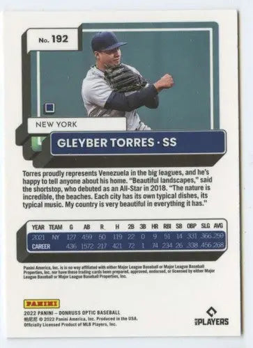 2022 Donruss Optic #192 Gleyber Torres NM-MT Yankees ID:54081 - Baseball Card Single