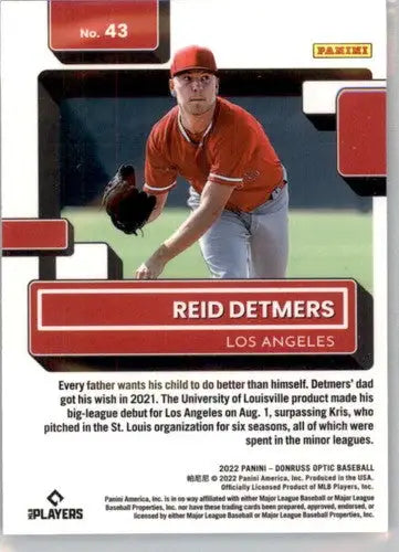 2022 Donruss Optic #43 Reid Detmers NM-MT RC Rookie Angels Rated Rookie ID:53391 - Baseball Card Single