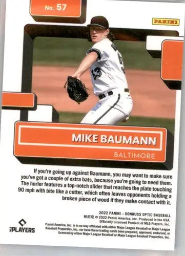 2022 Donruss Optic #57 Mike Baumann NM-MT RC Rookie Orioles Rated Rooki ID:52562 - Baseball Card Single