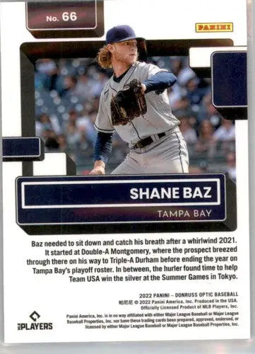 2022 Donruss Optic Shane Baz baseball card with original gloss Rays Rookie ID 52564