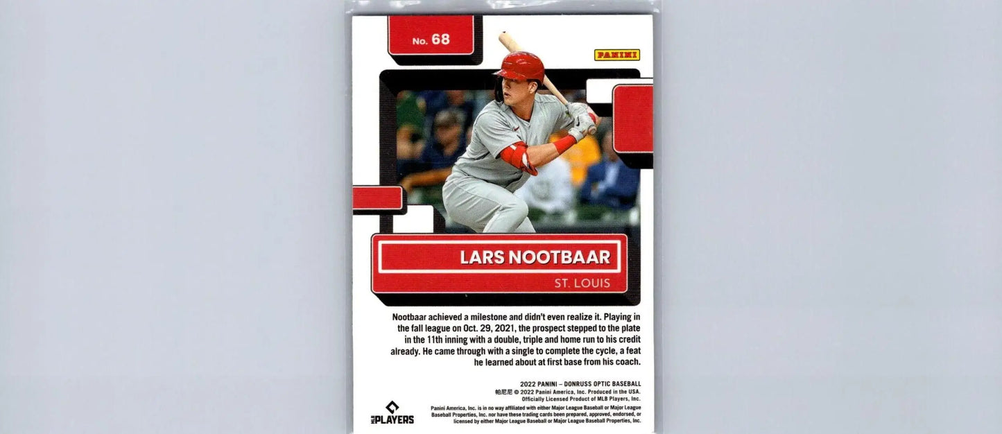 Lars Nootbaar 2022 Donruss Optic #68 trading card featuring vibrant design
