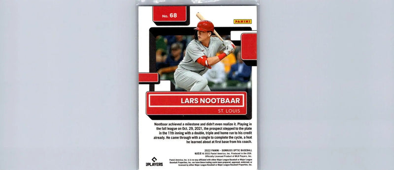 Lars Nootbaar 2022 Donruss Optic #68 trading card featuring vibrant design