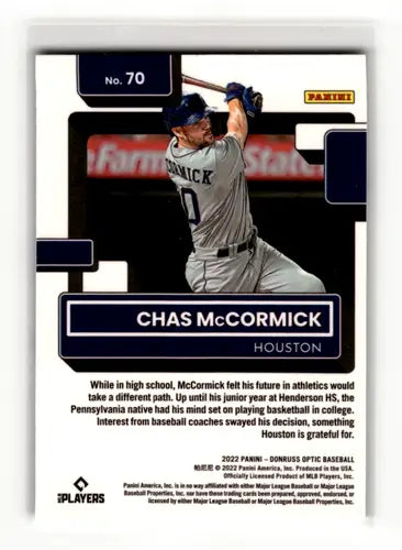 Baseball card featuring Chas McCormick from 2022 Donruss Optic series in original gloss